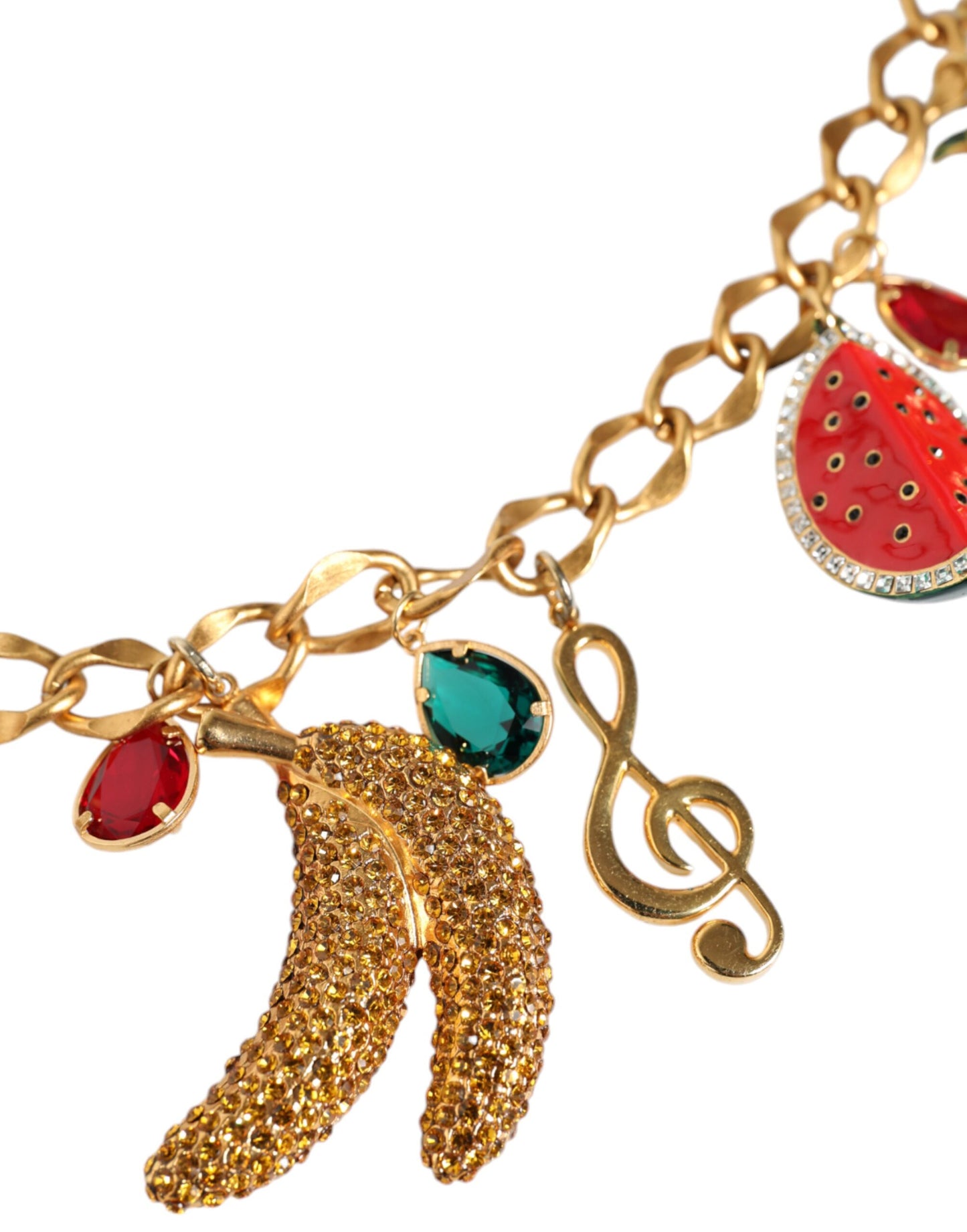 Пояс із ланцюжком на талії Dolce &amp; Gabbana із золотистими латунними фруктовими кристалами
