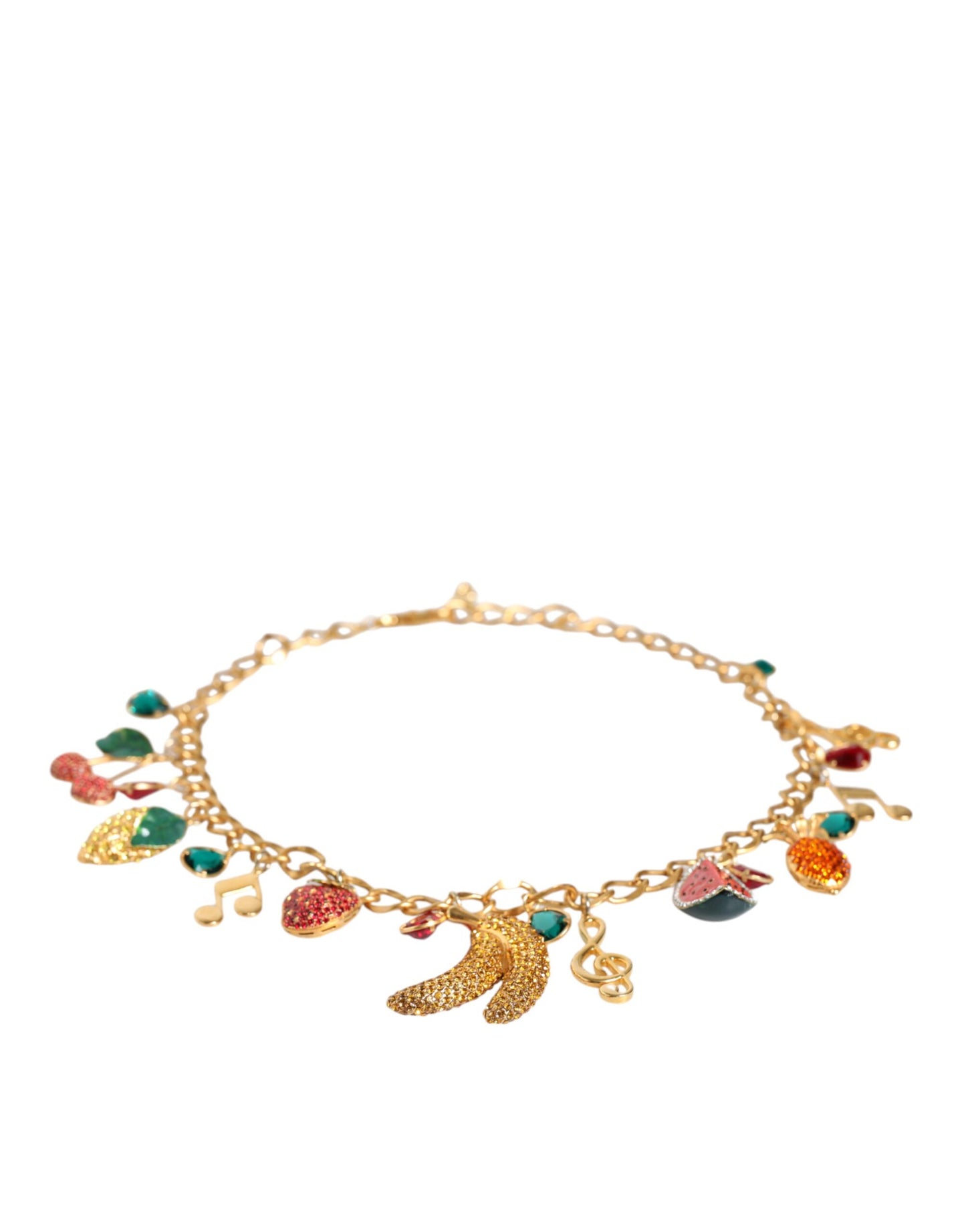 Пояс із ланцюжком на талії Dolce &amp; Gabbana із золотистими латунними фруктовими кристалами