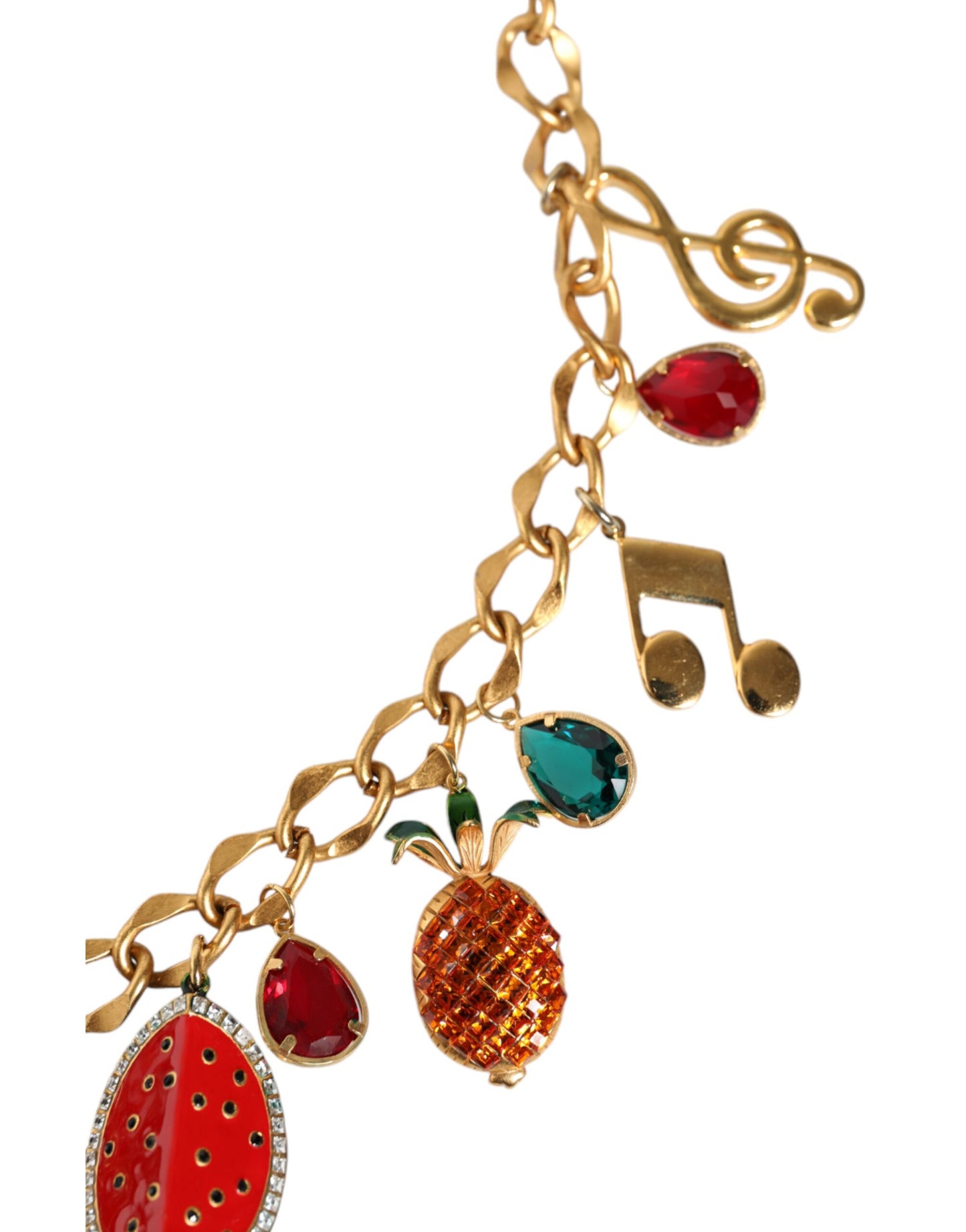 Пояс із ланцюжком на талії Dolce &amp; Gabbana із золотистими латунними фруктовими кристалами