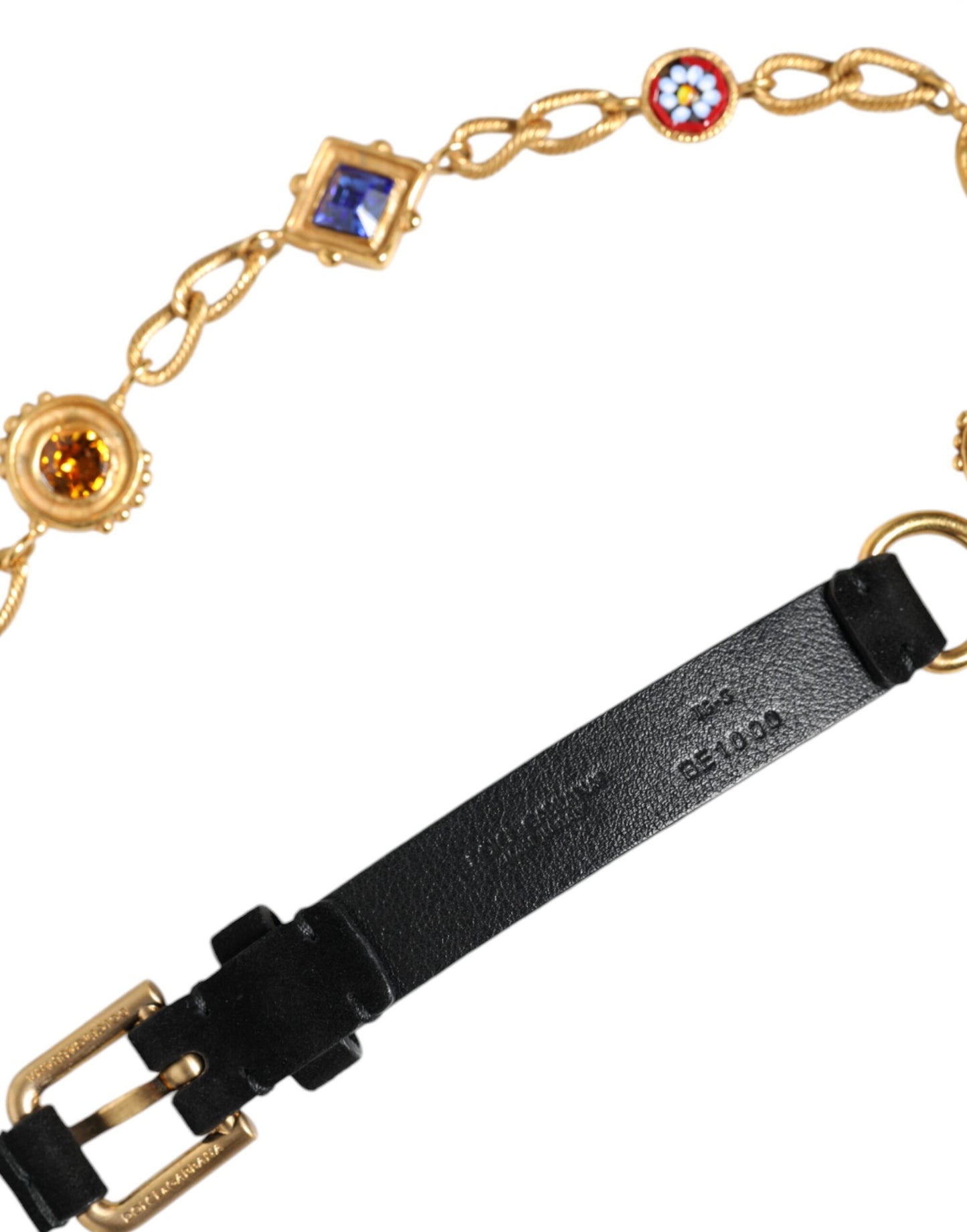 Поясний ремінь Dolce &amp; Gabbana із чорної шкіри, золота, латуні та кришталю