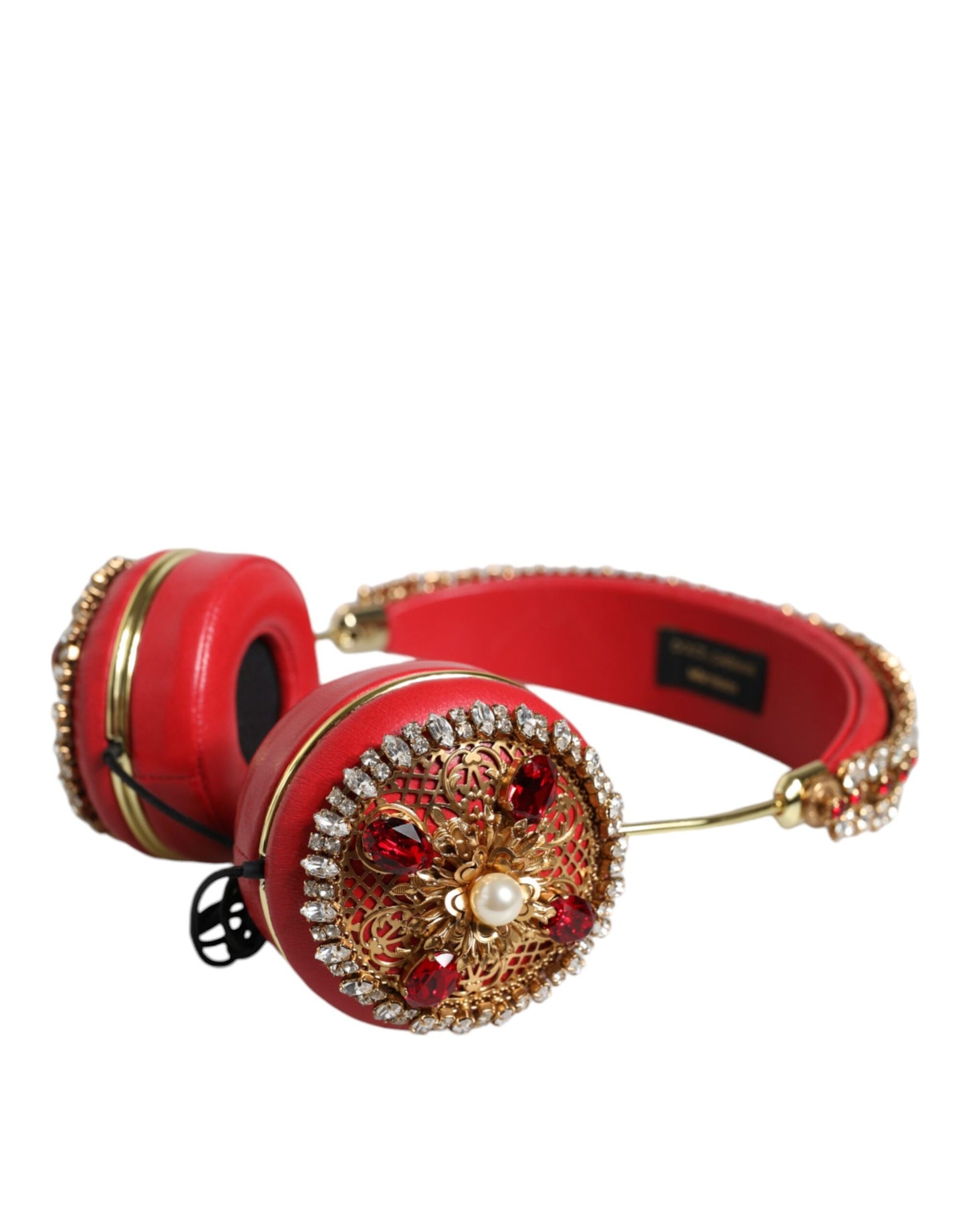Навушники Dolce &amp; Gabbana Red Nappa Leather Floral Crystal