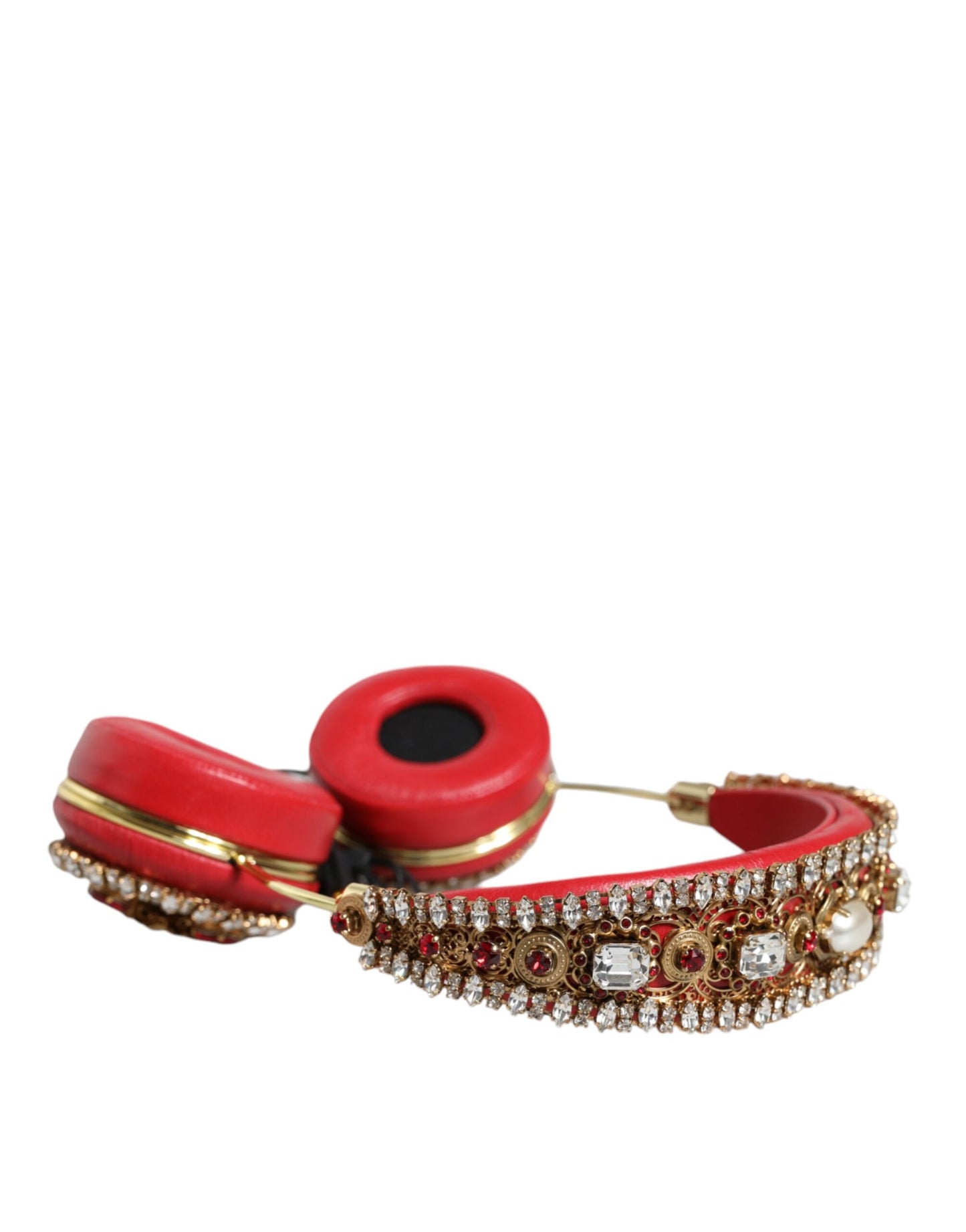 Навушники Dolce &amp; Gabbana Red Nappa Leather Floral Crystal