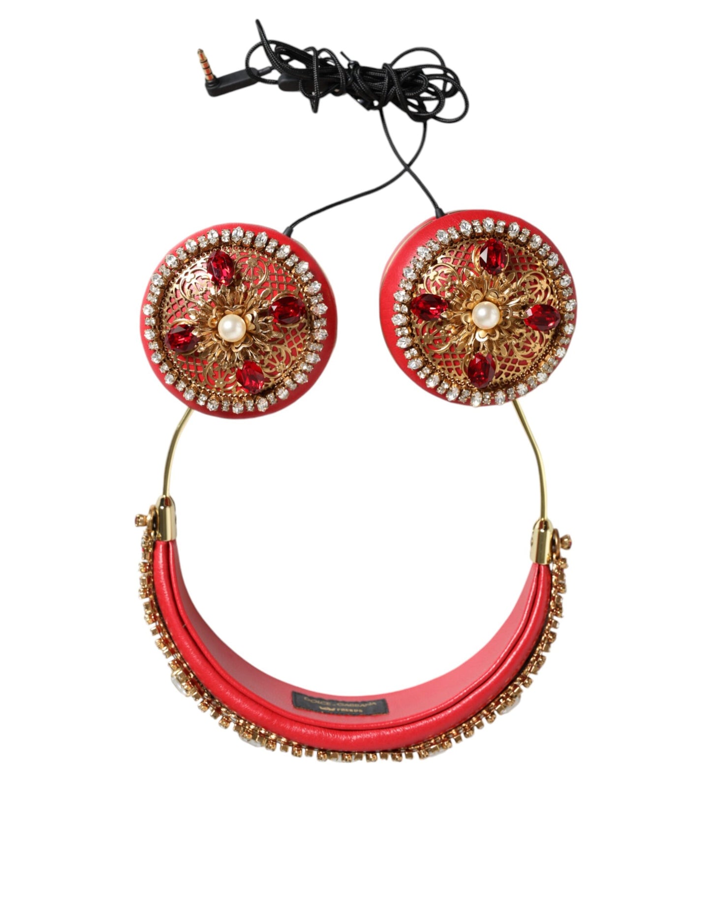 Навушники Dolce &amp; Gabbana Red Nappa Leather Floral Crystal