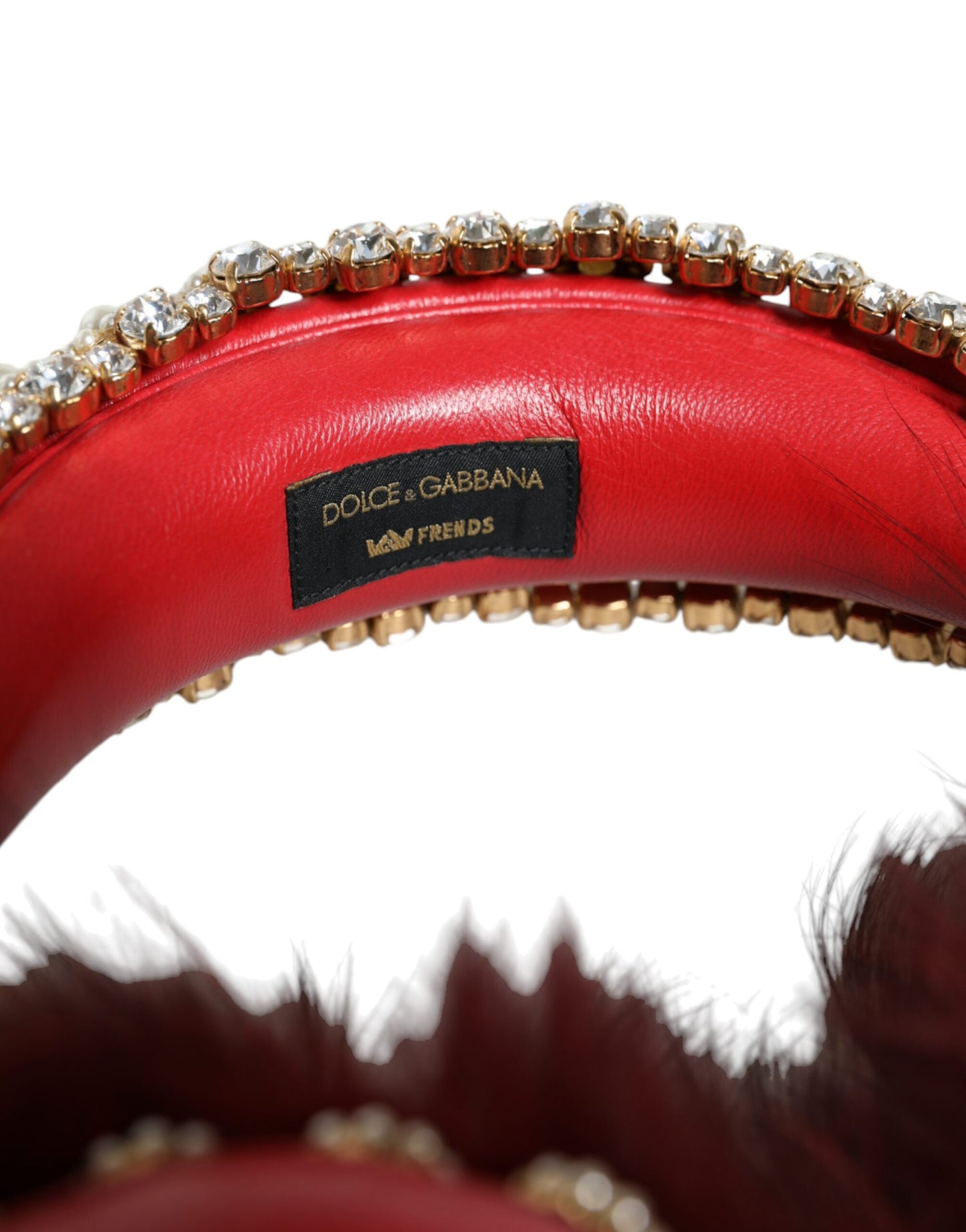 Dolce &amp; Gabbana Red Gold Crystal Fur Headset Audio AUX Навушники