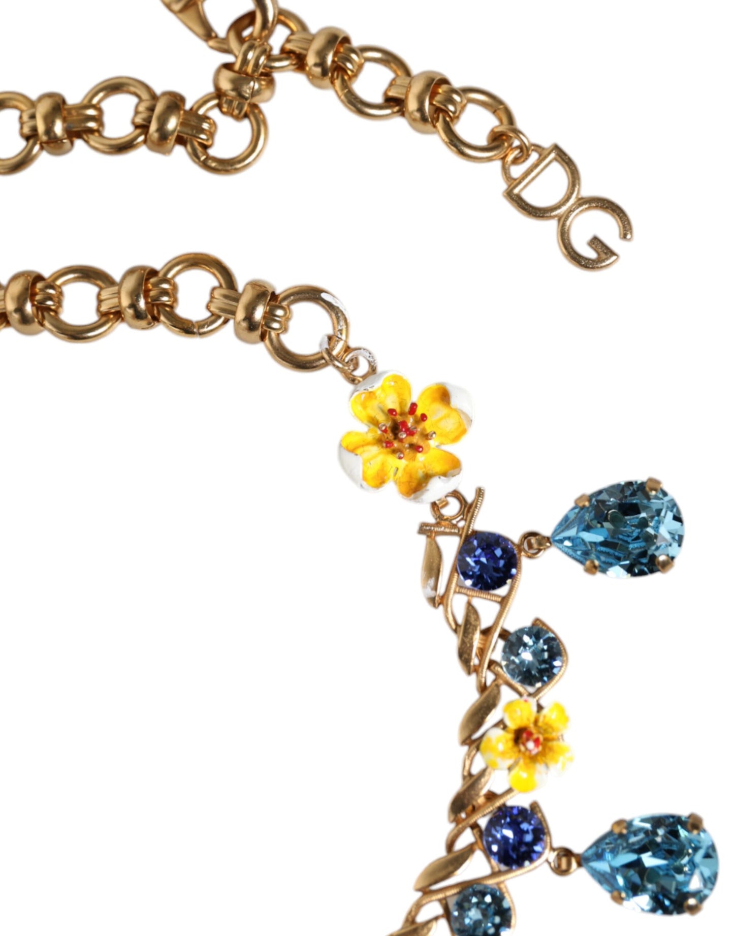 Намисто Dolce &amp; Gabbana із золотим латунним ланцюжком із квітковим кристалічним хрестом