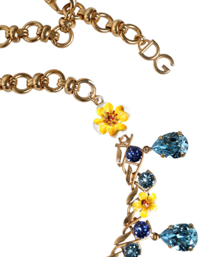 Намисто Dolce &amp; Gabbana із золотим латунним ланцюжком із квітковим кристалічним хрестом