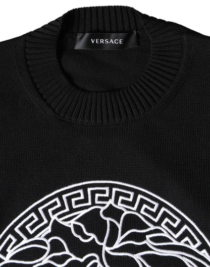 Пуловер з вишивкою Versace Black Medusa з круглим вирізом