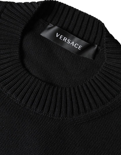 Пуловер з вишивкою Versace Black Medusa з круглим вирізом