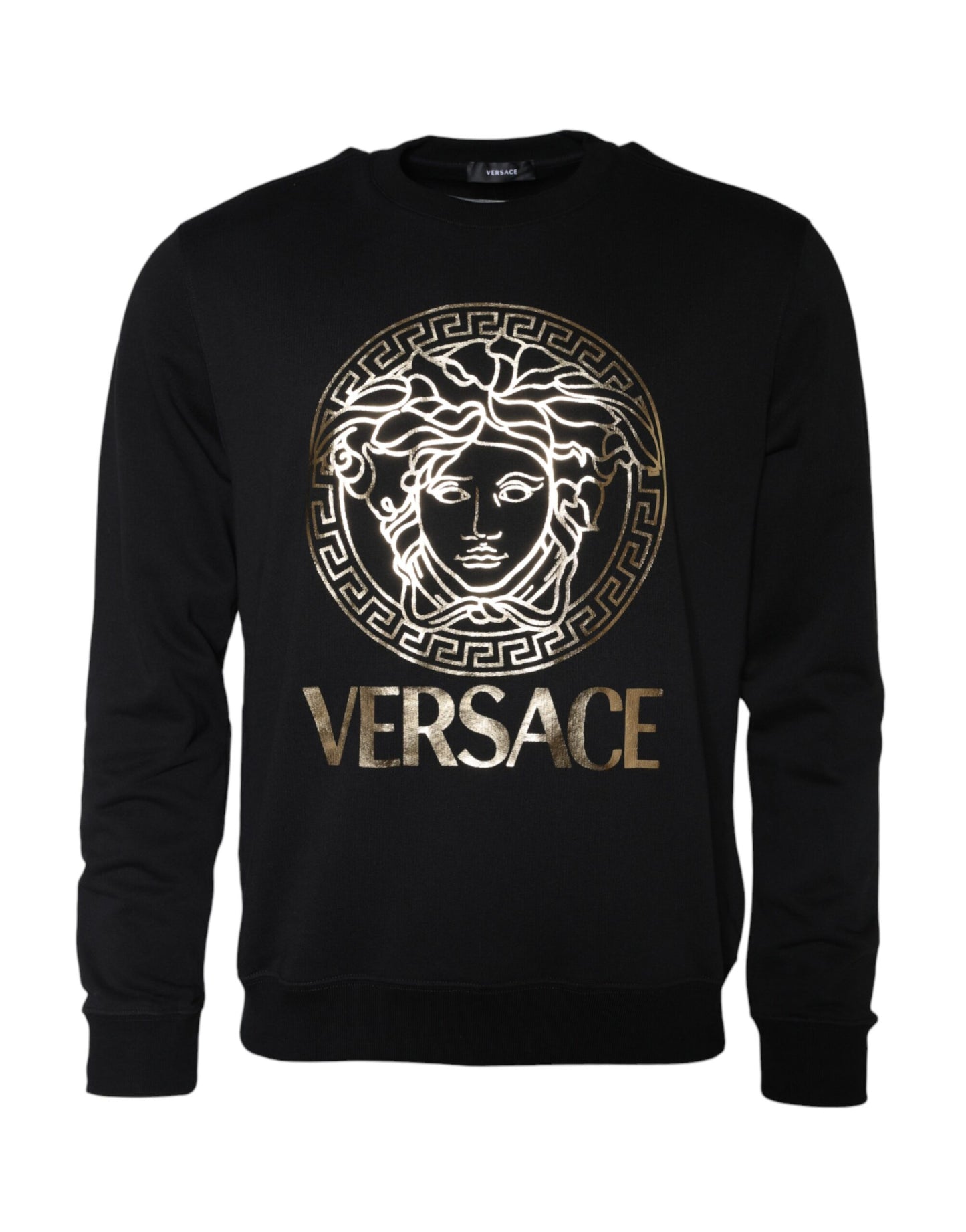 Бавовняний светр з круглим вирізом із флісом Versace Black Medusa