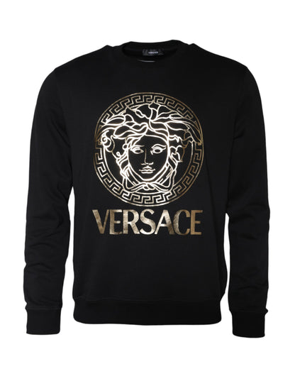 Бавовняний светр з круглим вирізом із флісом Versace Black Medusa
