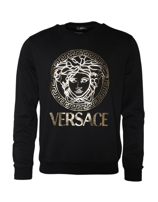Бавовняний светр з круглим вирізом із флісом Versace Black Medusa
