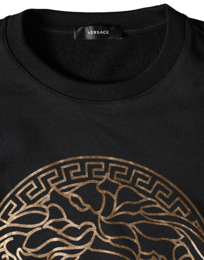 Бавовняний светр з круглим вирізом із флісом Versace Black Medusa