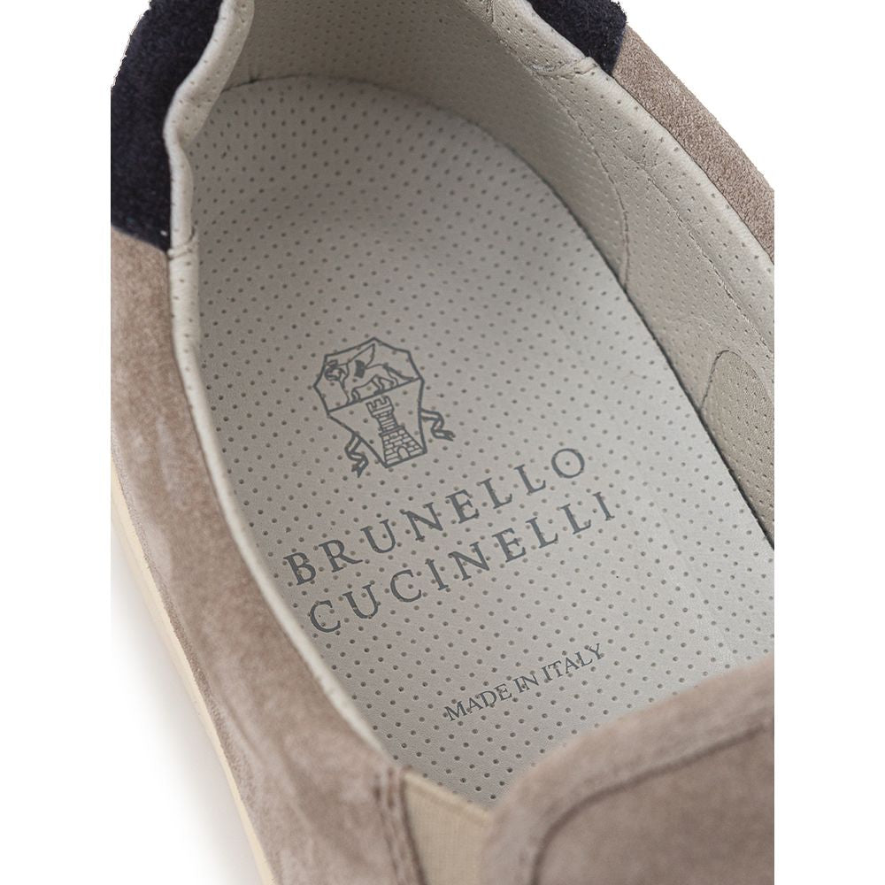 Сірі шкіряні кросівки Brunello Cucinelli