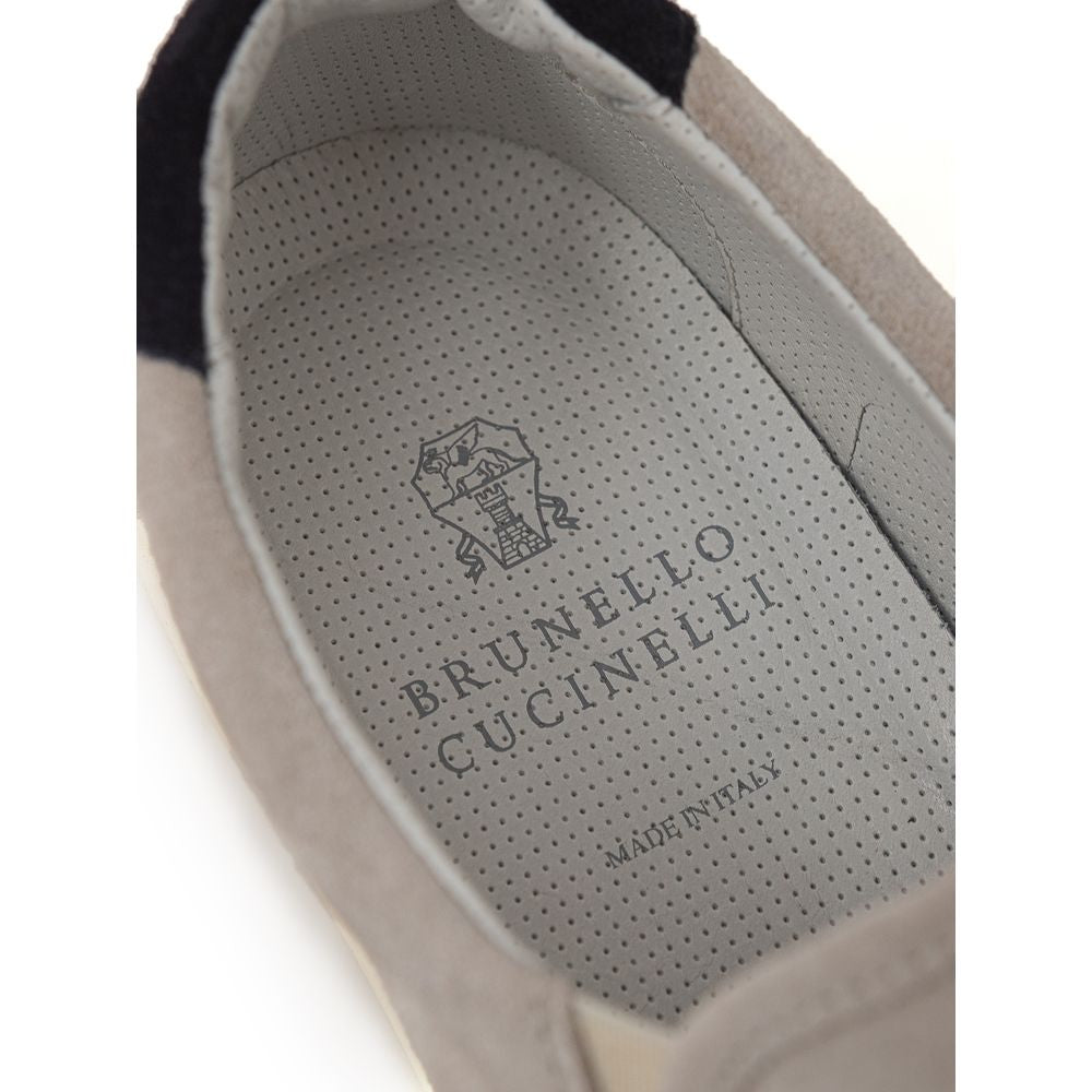 Сірі шкіряні кросівки Brunello Cucinelli
