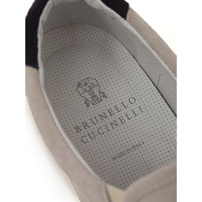 Сірі шкіряні кросівки Brunello Cucinelli