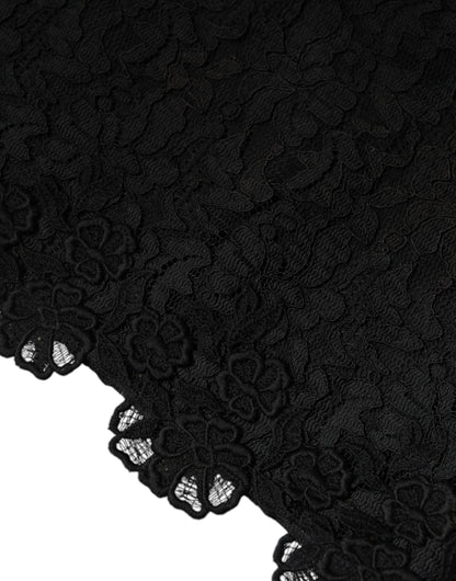 Чорна міні-сукня-футляр без рукавів із квітковим мереживом Dolce &amp; Gabbana