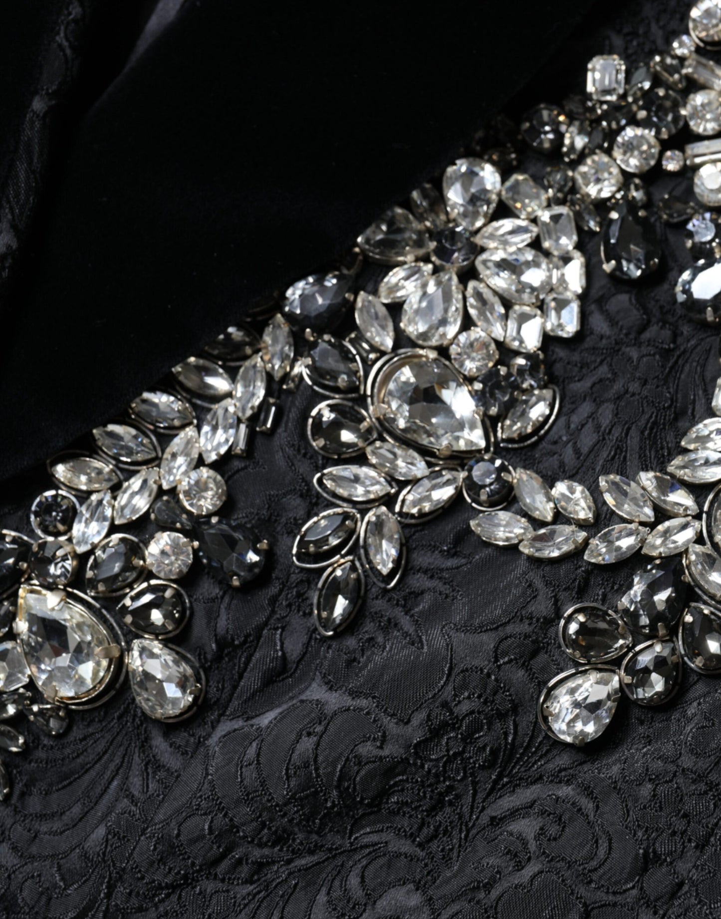 Чорний жаккардовий піджак Dolce &amp; Gabbana Crystal Floral Blazer