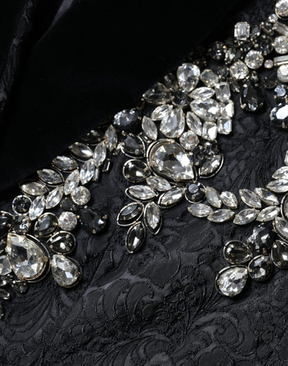 Чорний жаккардовий піджак Dolce &amp; Gabbana Crystal Floral Blazer