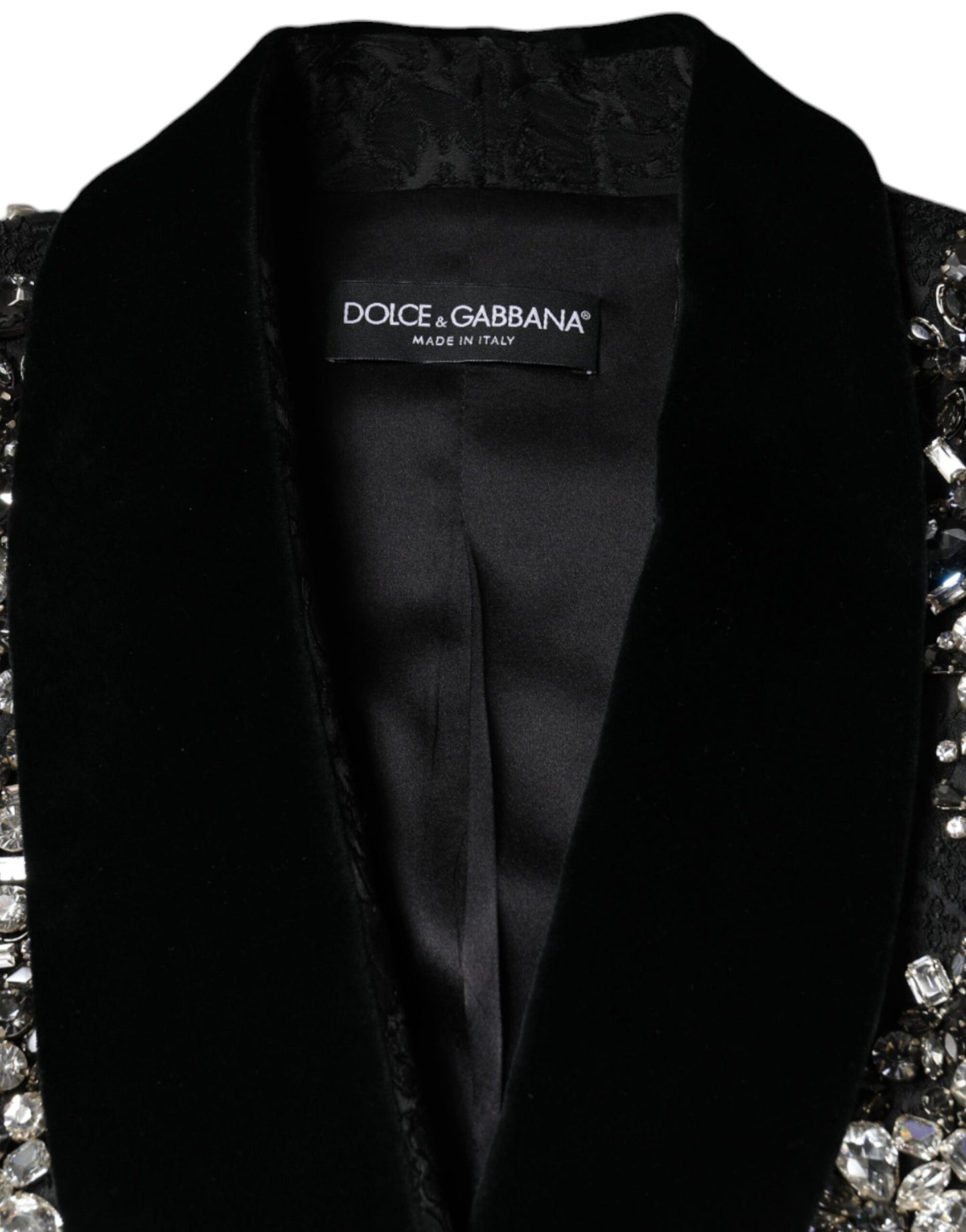 Чорний жаккардовий піджак Dolce &amp; Gabbana Crystal Floral Blazer