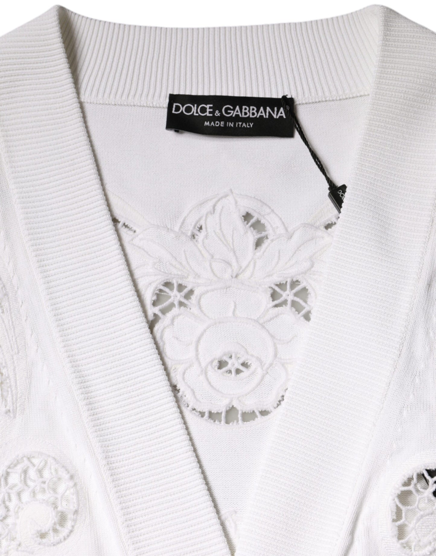 Білий віскозний светр із квітковим вирізом Dolce &amp; Gabbana