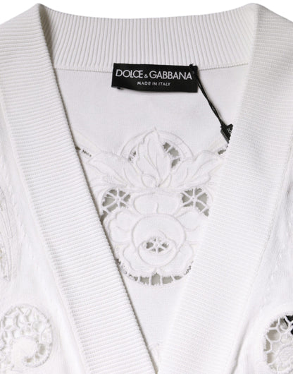 Білий віскозний светр із квітковим вирізом Dolce &amp; Gabbana