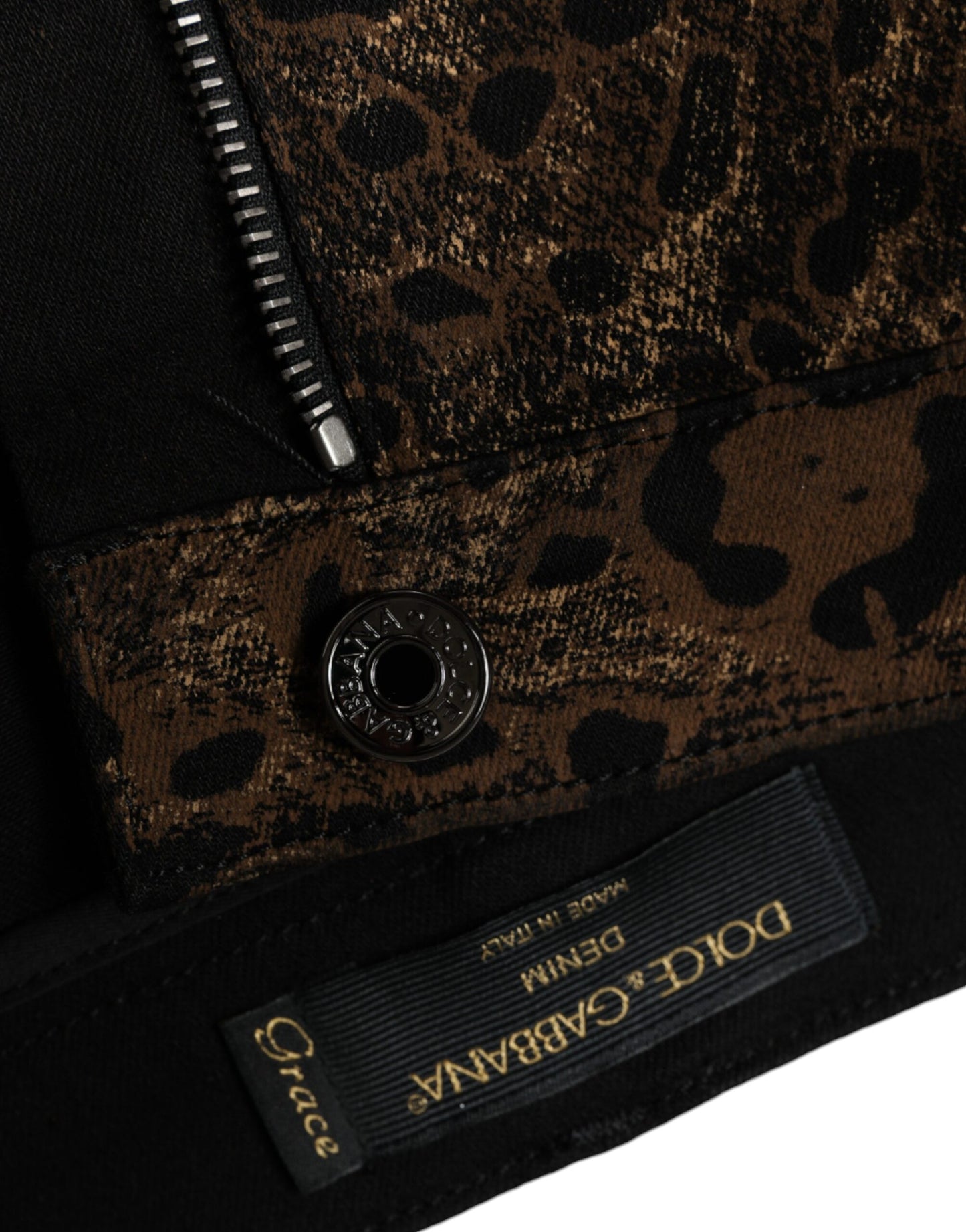 Коричневі бавовняні завужені джинси з леопардовим принтом Dolce &amp; Gabbana
