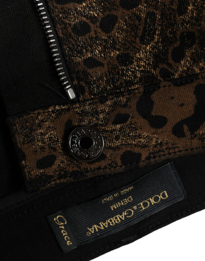 Коричневі бавовняні завужені джинси з леопардовим принтом Dolce &amp; Gabbana
