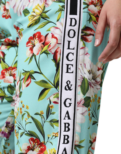 Жіночі штани-джоггери Dolce &amp; Gabbana із зеленим квітковим принтом із середньою талією