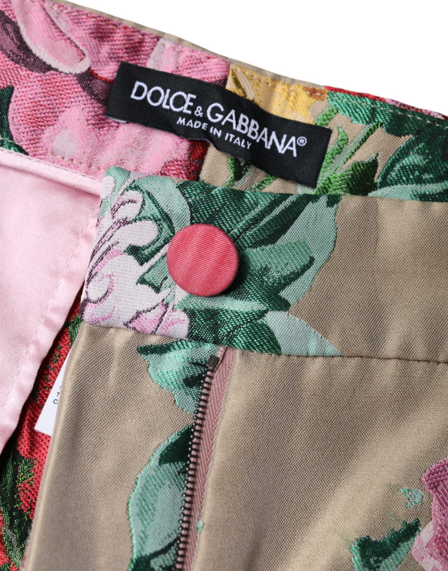 Бежеві завужені штани з високою талією з квітковим жаккардом Dolce &amp; Gabbana