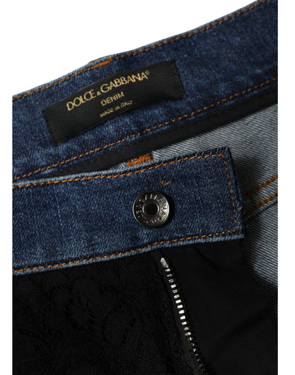 Вузькі джинси Dolce &amp; Gabbana з чорним мереживом і квітковим орнаментом
