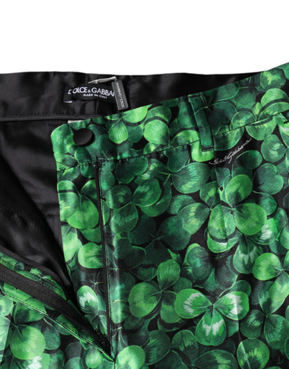 Шовкові атласні завужені штани з високою талією Dolce &amp; Gabbana Green Clover