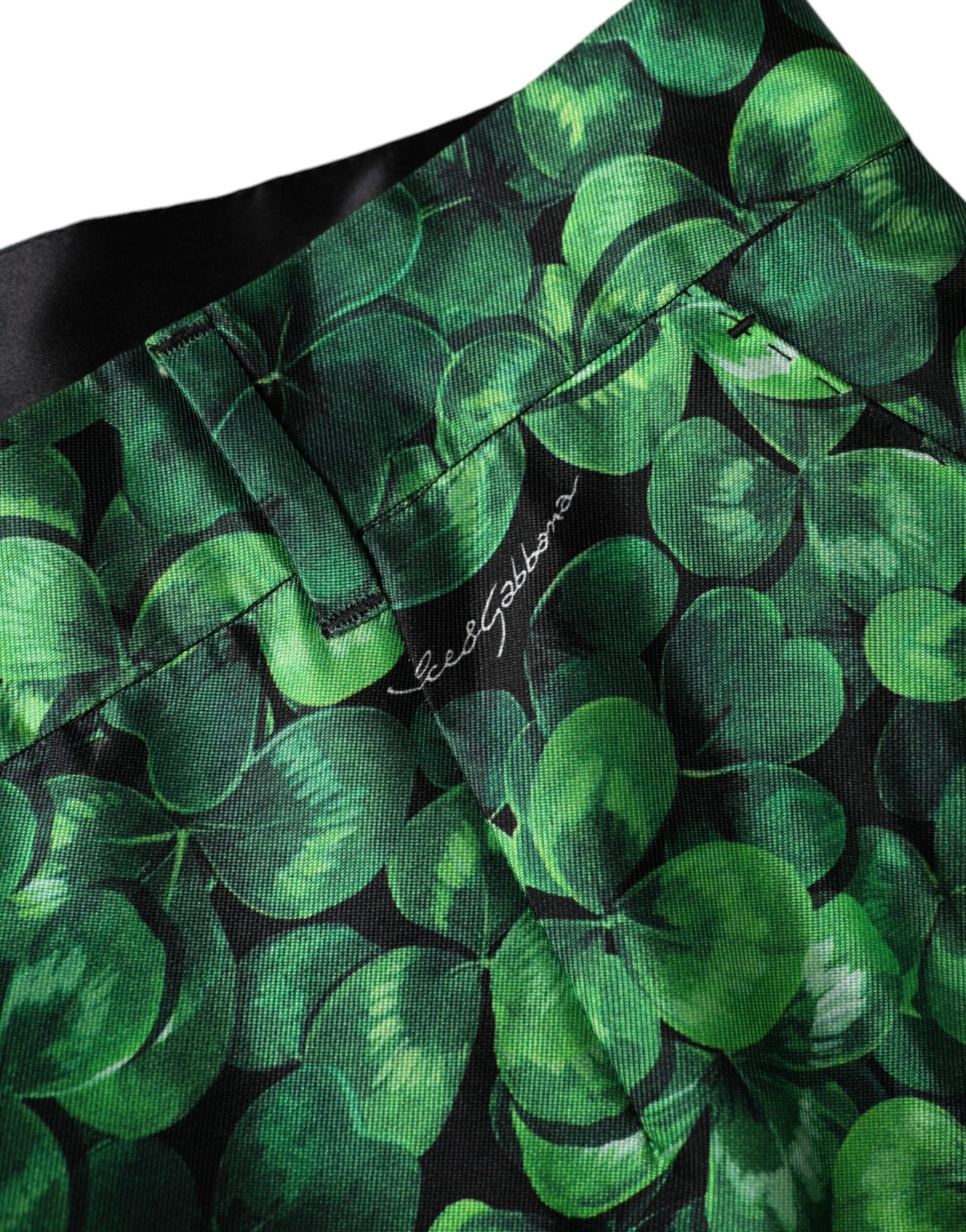 Шовкові атласні завужені штани з високою талією Dolce &amp; Gabbana Green Clover