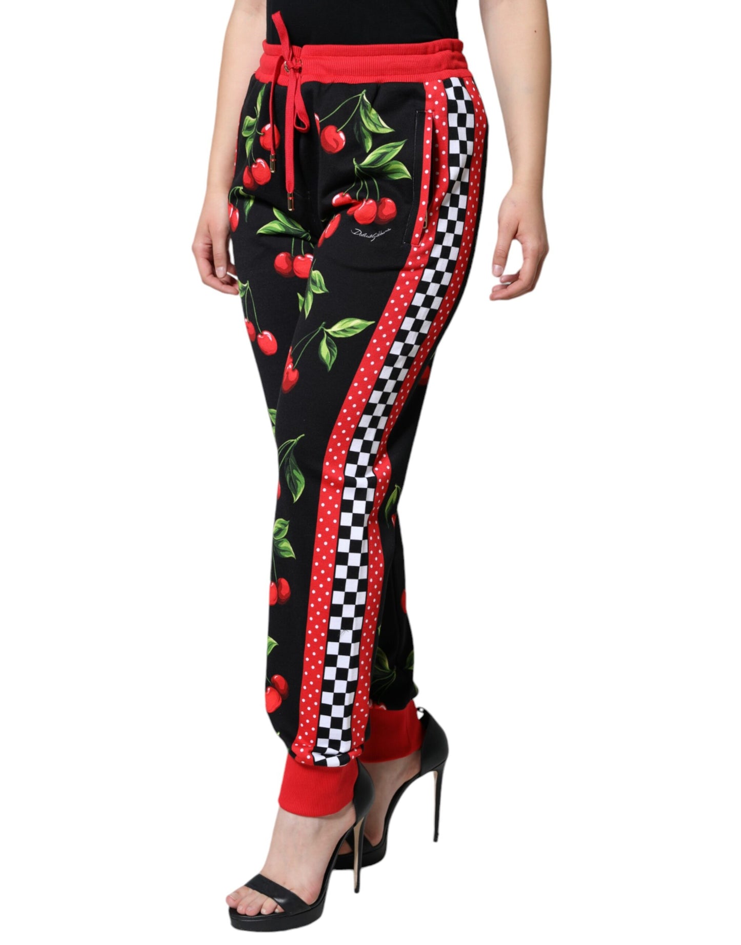 Брюки-джоггери Dolce &amp; Gabbana Black Red Cherry із середньою талією