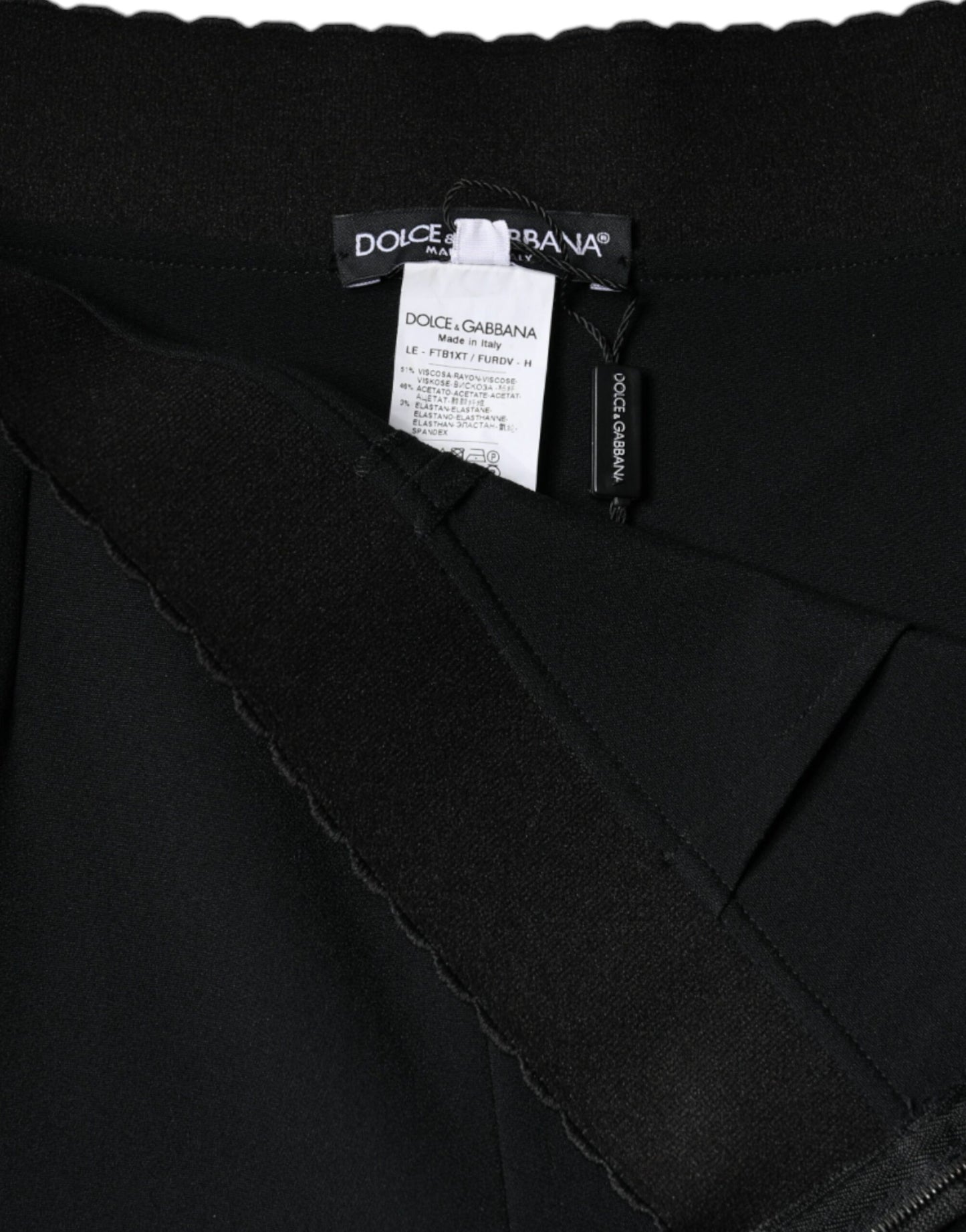 Чорні завужені штани з високою талією з віскози Dolce &amp; Gabbana