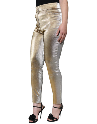 Вузькі штани Dolce &amp; Gabbana Metallic Gold із завищеною талією