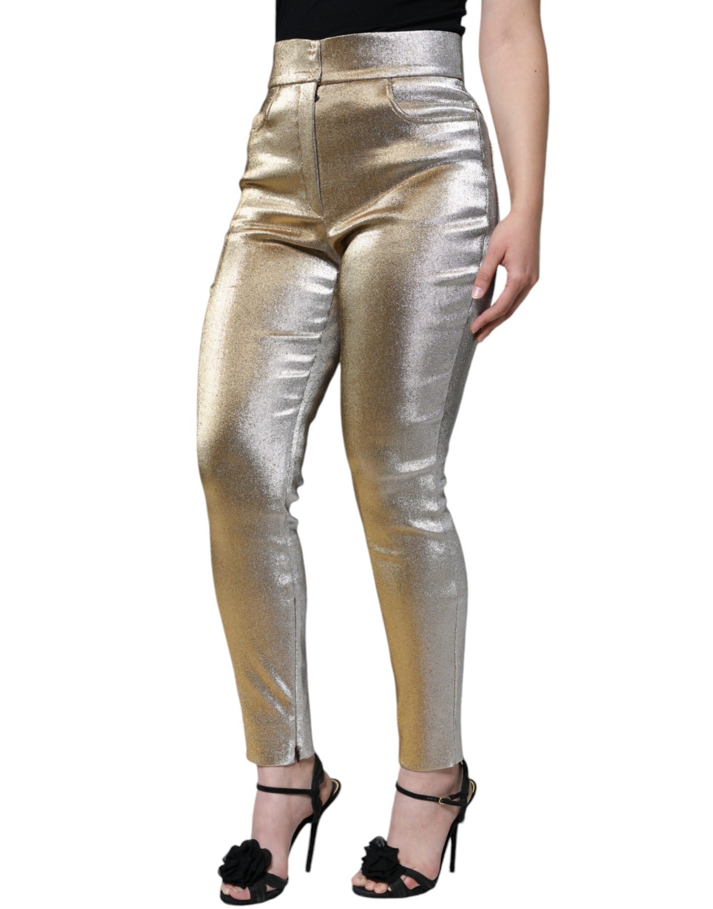 Вузькі штани Dolce &amp; Gabbana Metallic Gold із завищеною талією