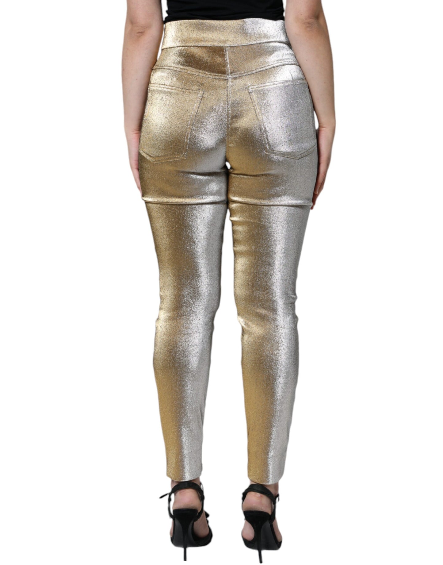 Вузькі штани Dolce &amp; Gabbana Metallic Gold із завищеною талією