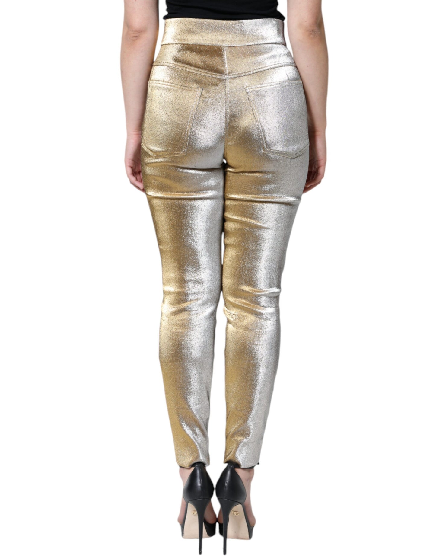 Вузькі штани Dolce &amp; Gabbana Metallic Gold із завищеною талією