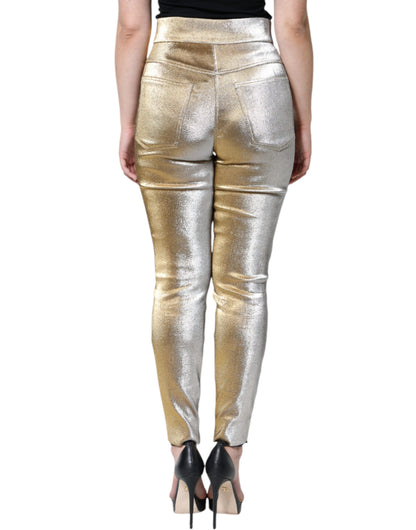 Вузькі штани Dolce &amp; Gabbana Metallic Gold із завищеною талією