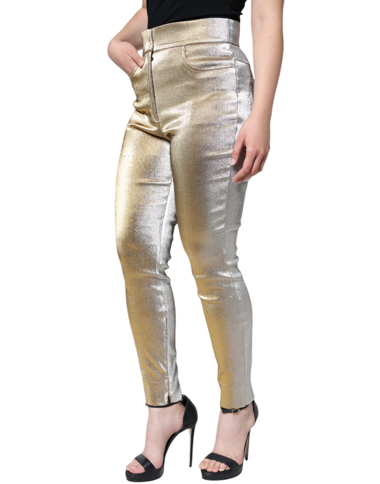 Вузькі штани Dolce &amp; Gabbana Metallic Gold із завищеною талією