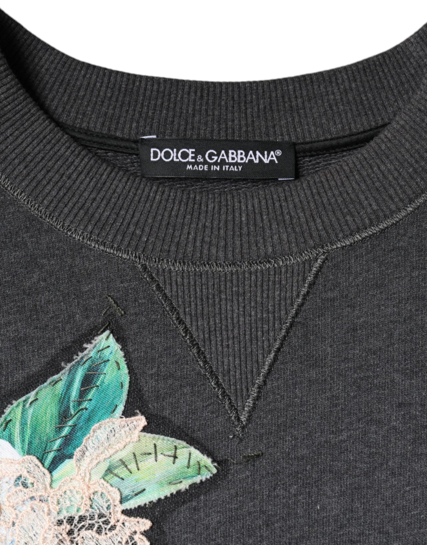 Коледжський светр Dolce &amp; Gabbana Grey Hydrangea із квітковими шипами