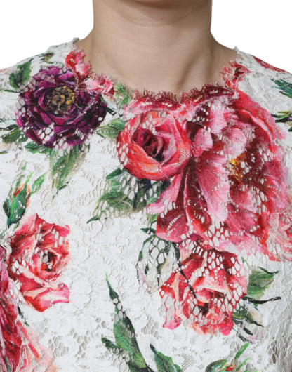 Мереживна блуза з короткими рукавами Dolce &amp; Gabbana White Peony