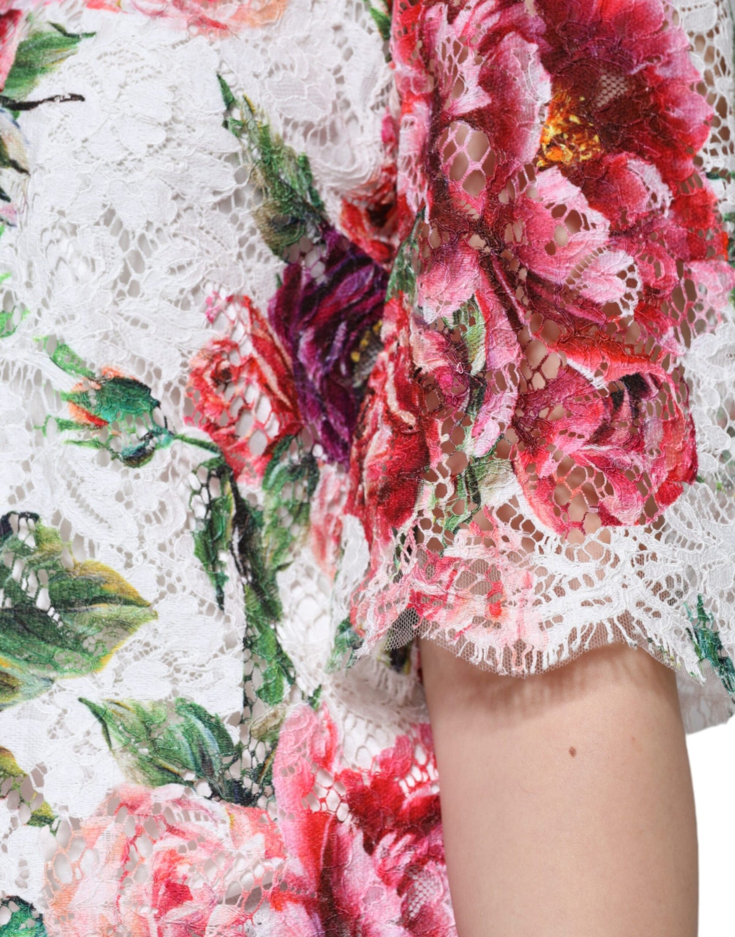 Мереживна блуза з короткими рукавами Dolce &amp; Gabbana White Peony