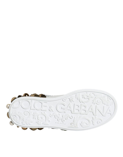 Білі шкіряні кросівки Dolce &amp; Gabbana з квітковими шипами