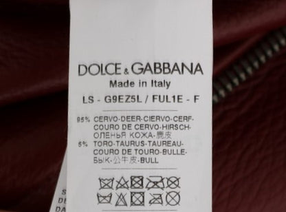 Сяюча червона шкіряна мотоциклетна куртка Dolce &amp; Gabbana