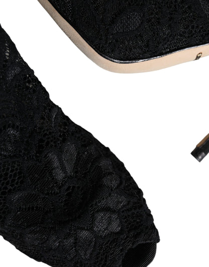 Черевики Dolce &amp; Gabbana на чорних стрейч-підборах до середини гомілки