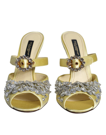 Жовті босоніжки Mary Janes із кристалічним атласом Dolce &amp; Gabbana