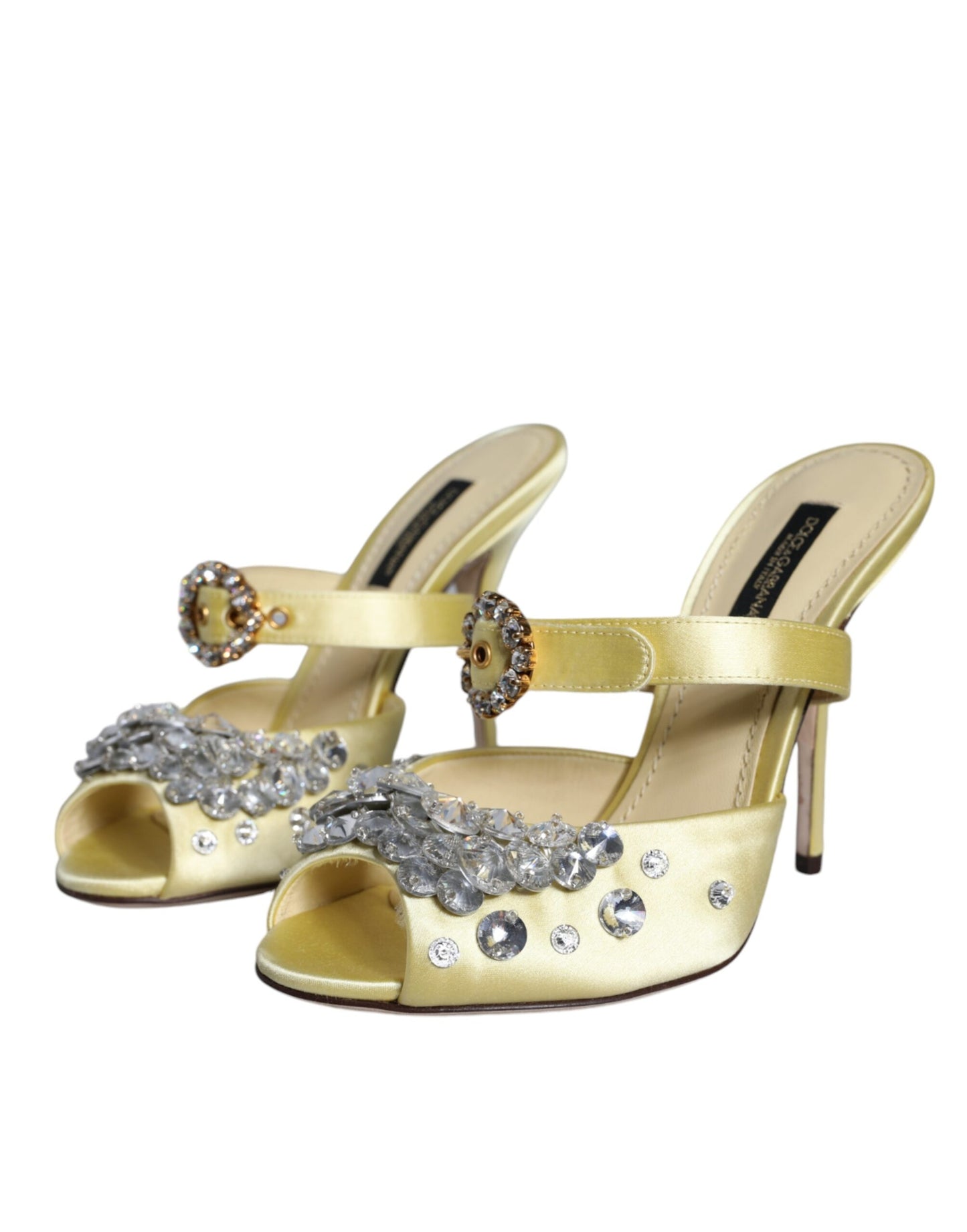 Жовті босоніжки Mary Janes із кристалічним атласом Dolce &amp; Gabbana