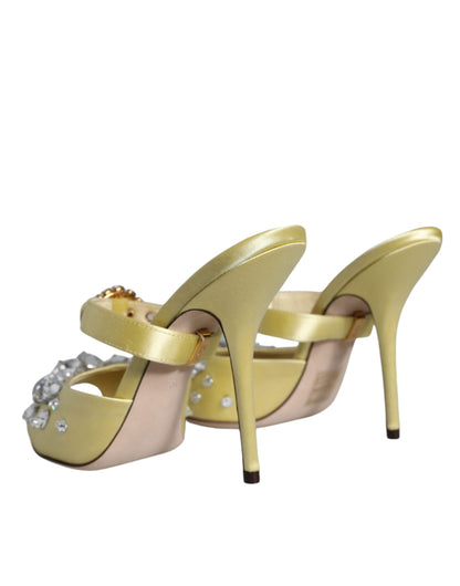 Жовті босоніжки Mary Janes із кристалічним атласом Dolce &amp; Gabbana