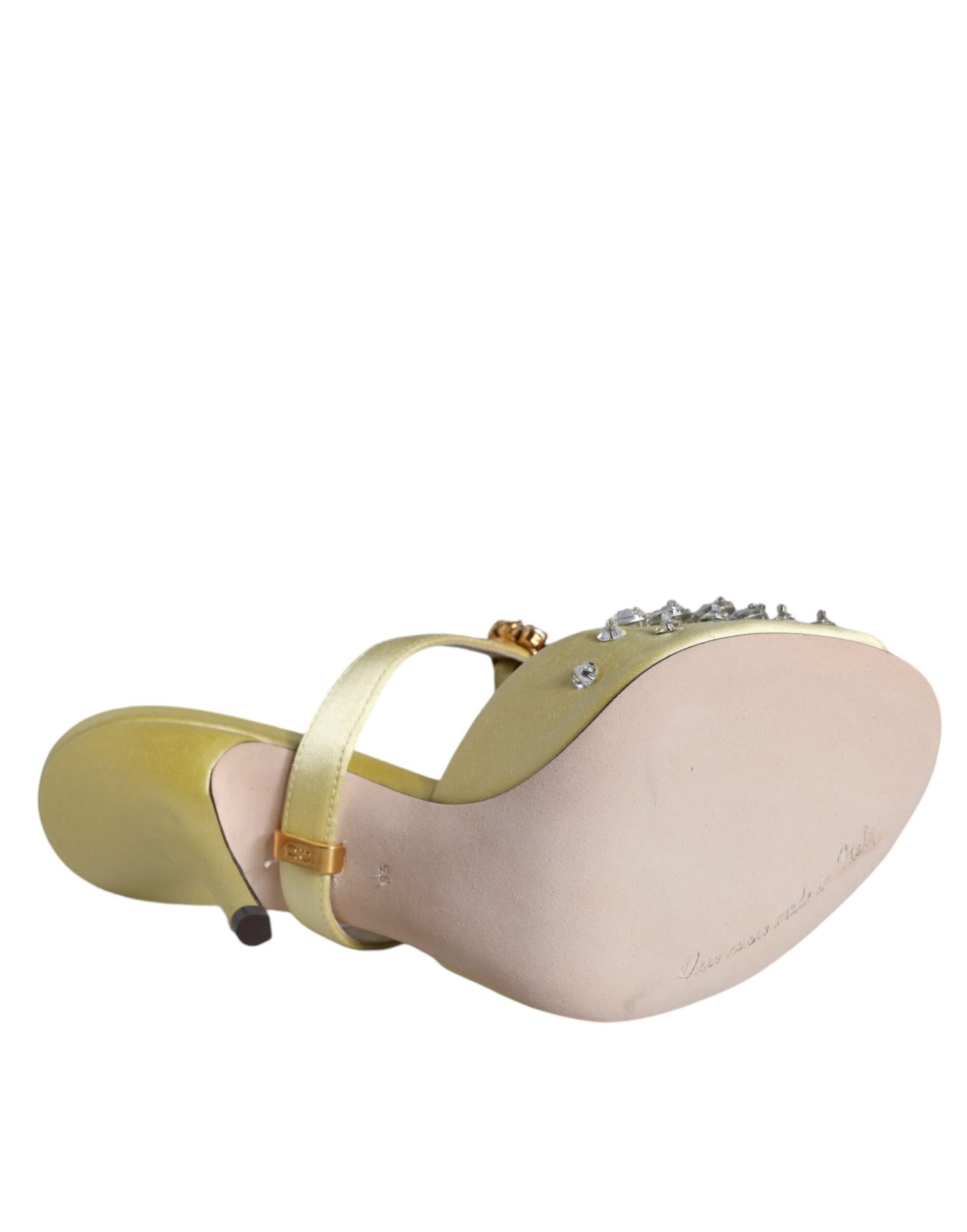 Жовті босоніжки Mary Janes із кристалічним атласом Dolce &amp; Gabbana